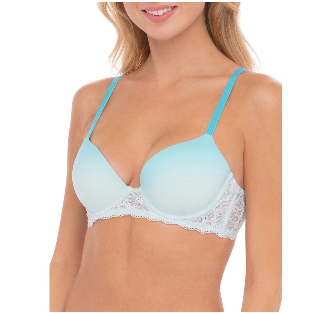 No Boundaries NWT Women's Supportive T-Shirt Bra Converting Bra Straps Blue 1011